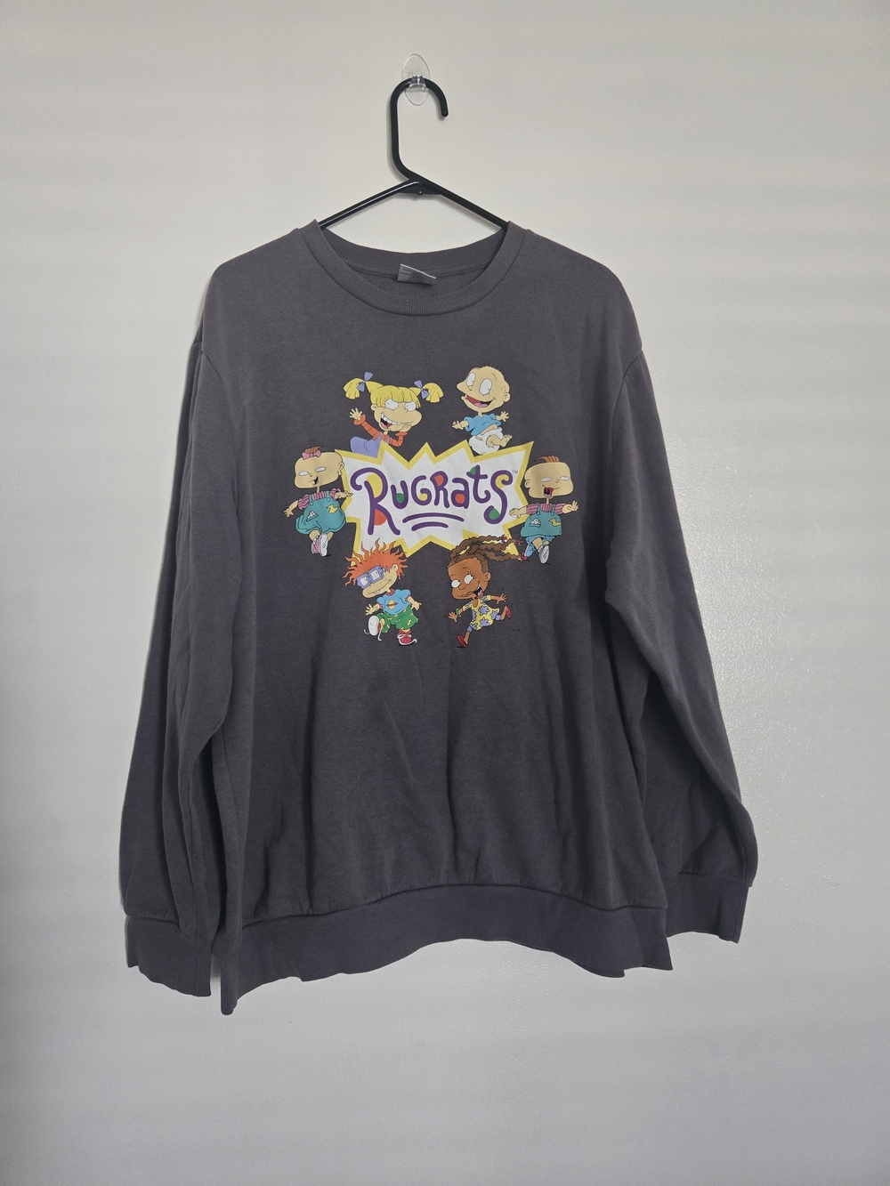 4/$15 Rugrats Nickelodeon Dark Gray Crewneck Sweatshirt Women's Men's Sz XL
